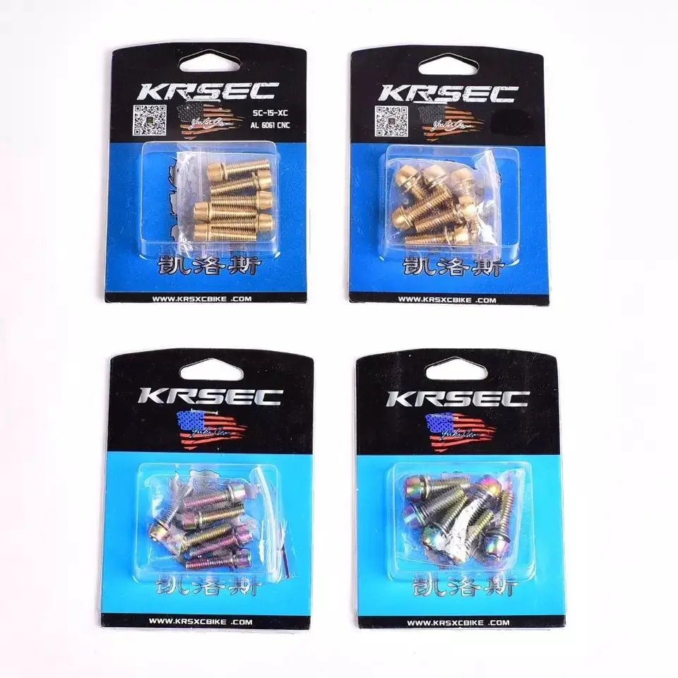 Steel Ti Titanium plated Screws Bolts With Washer M5*18mm for Bike Bicycle Stems & Handlebar 6pcs rainbow Golden Color Steel Ti Titanium plated Screws Bolts With Washer M5*18mm for Bike Bicycle Stems & Handlebar 6pcs rainbow Golden Color