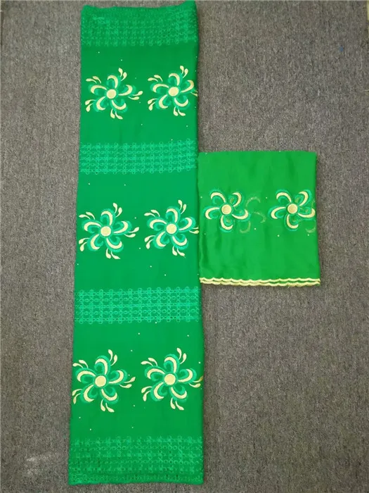

Latest apparel cloth embroidery African cotton lace fabric with 2yards Swiss voile cloth YCV47(5+2y)