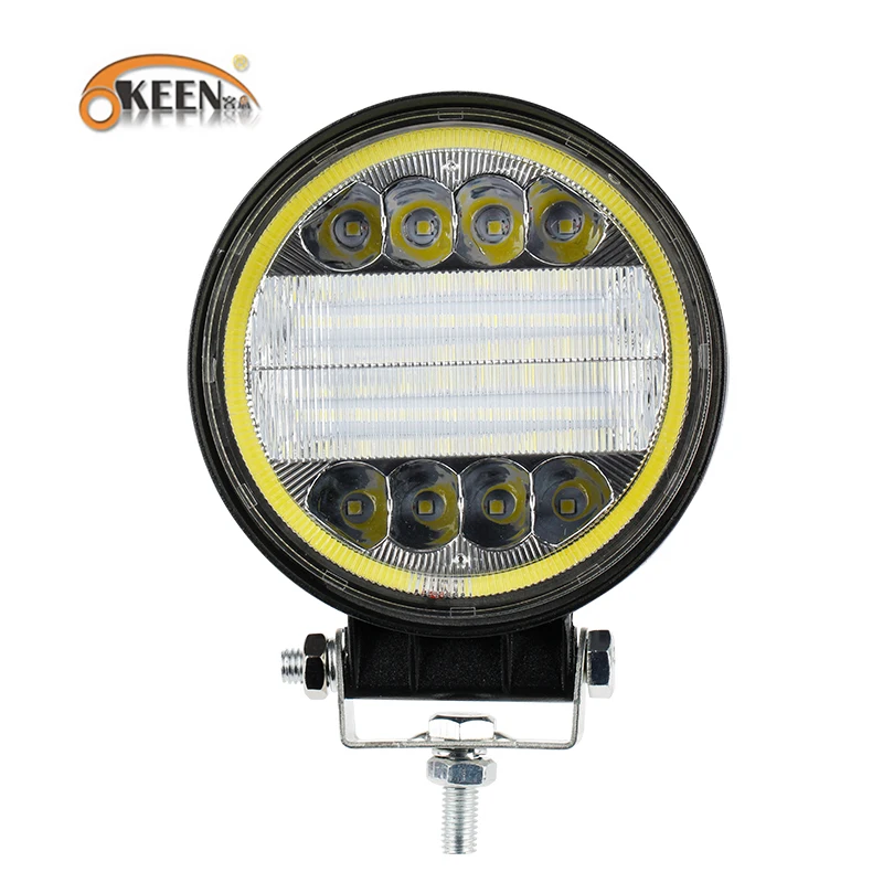OKEEN Newest 72W LED Bar White Light with Yellow Halo Led Work Lights
