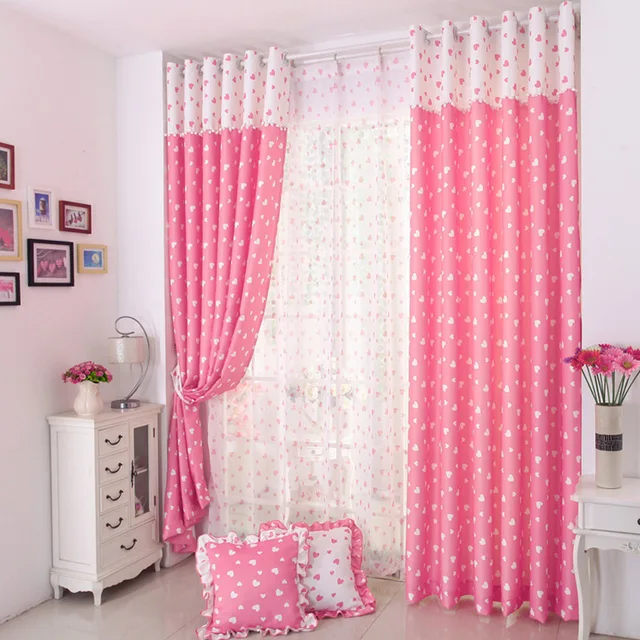 Corea niños de la princesa cortinas para el dormitorio corazón Pastoral