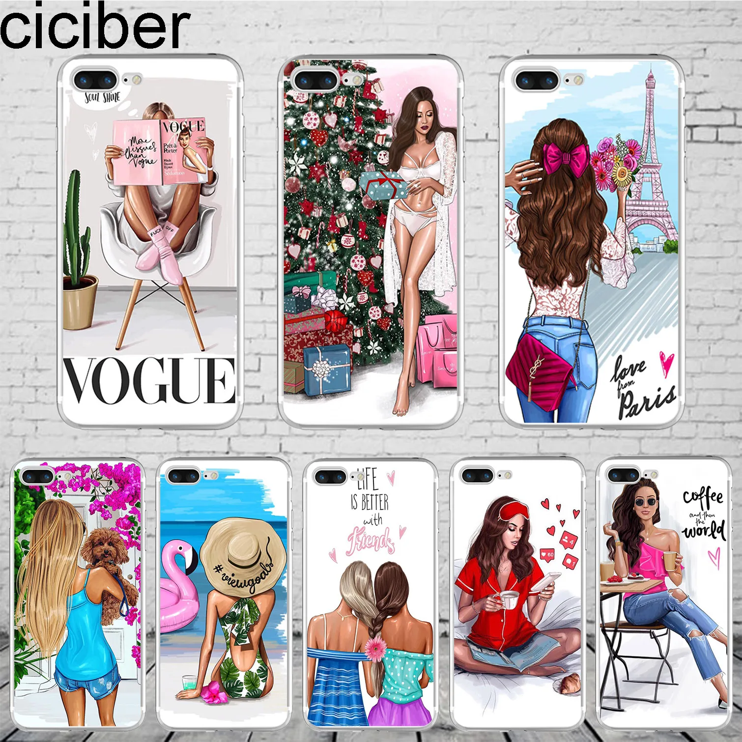 ciciber VOGUE Christmas Phone Case For iPhone 7 8 6S Plus X XR XS Max Cases 5 5S SE Soft Silicone for iphone 11 Pro Coque |