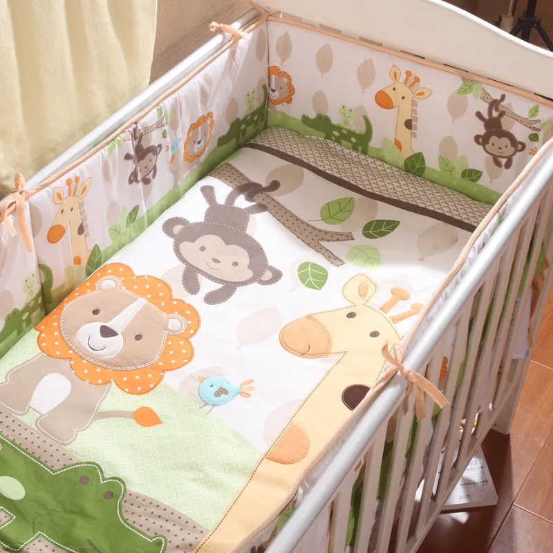 9 шт. хлопковый комплект постельного белья для детской кроватки, Комплект постельного белья для новорожденных, съемное одеяло, подушка, бамперы, простыня, 4 размера