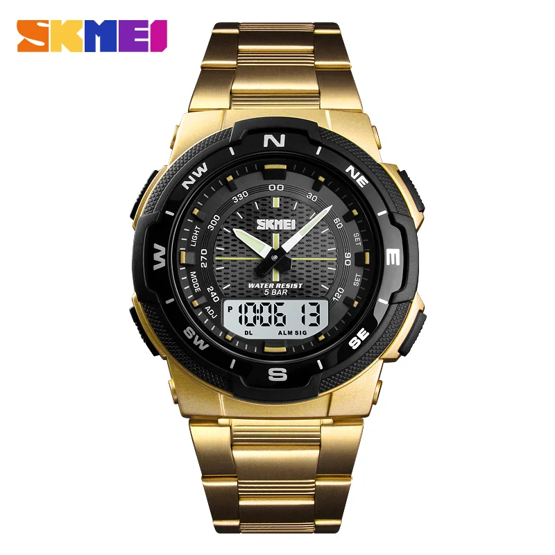 SKMEI Men Watch Fashion Quartz Sports Watches Stainless Steel Strap Men Watches Top Brand Luxury Business Waterproof Wrist Watch 