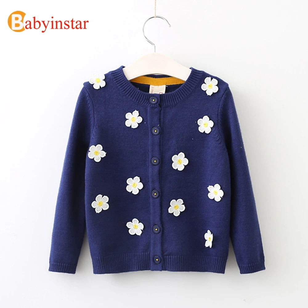 Babyinstar Floral Pullover Long Sleeve Casual Sweater For Children Kint