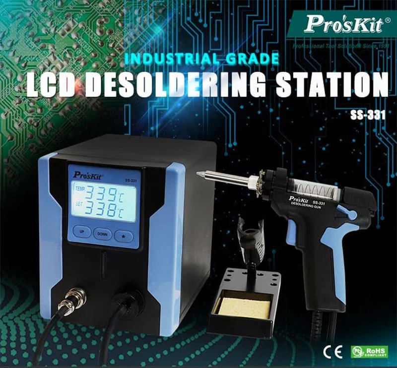 

Pro'sKit Desoldering pump Suction ESD LCD Digital BGA Electric Absorb Gun Electric Vacuum Desoldering Pump Solder Sucker Gun