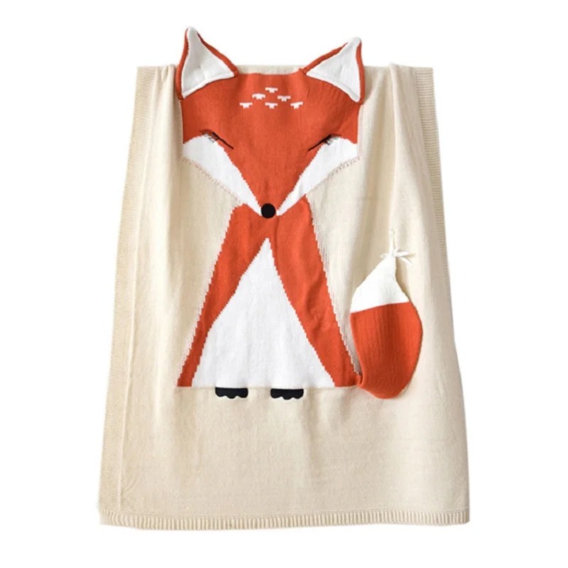 

Baby Blanket Fox Animals Pattern Sleep Bag Soft Warm Wool Swaddle Kids Bath Towel Play Mat Decorative Blankets 75x110cm