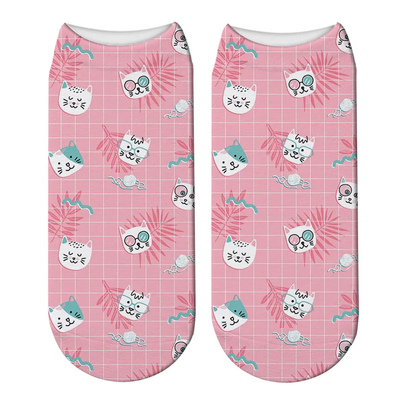 Новые носки с объемным рисунком кота, рыбы, носки с расцветкой «Кости», женские милые короткие носки с забавной собачьей лапой, детские милые носки с расцветкой «Кости», Calcetines Mujer - Цвет: 4