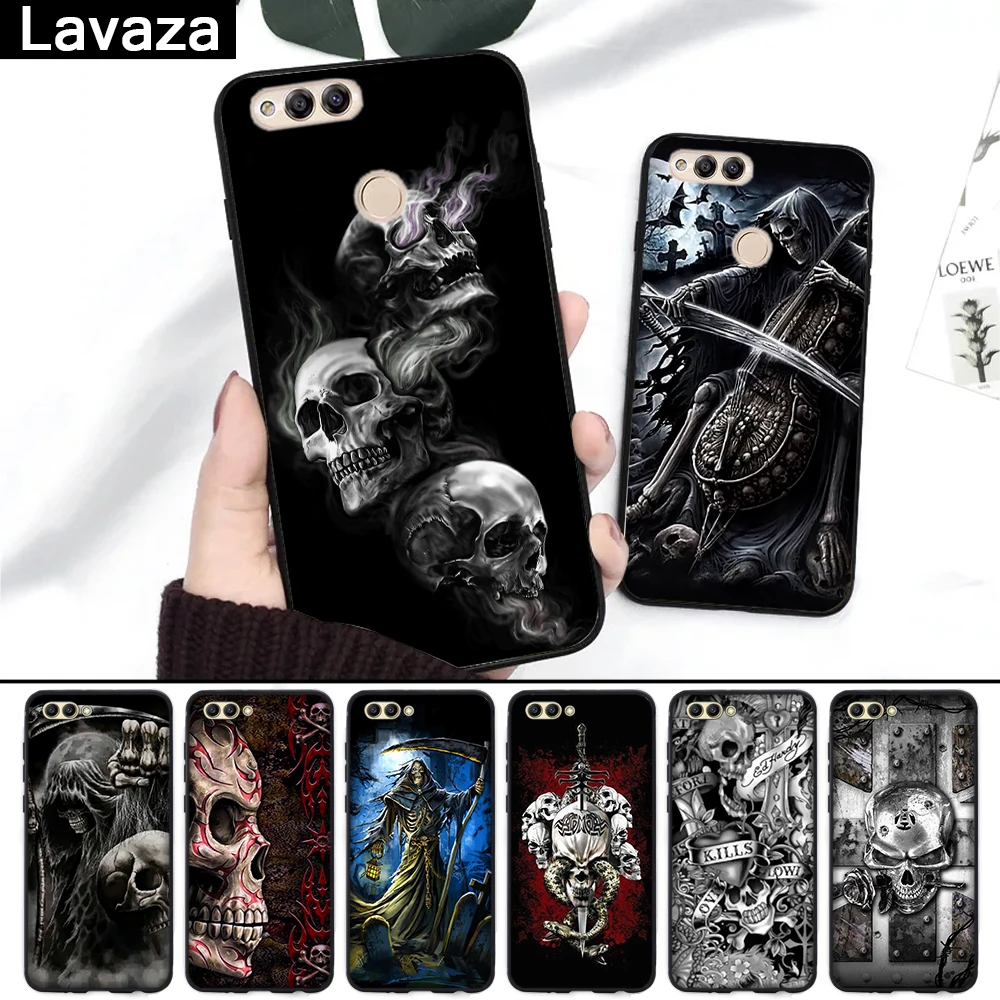 

Lavaza Grim Reaper Skull Skeleton Coque Shell Print Silicone Case for Huawei Honor 6A 7A 3GB Pro 7X 8 Lite 8X 8C 9 Note 10