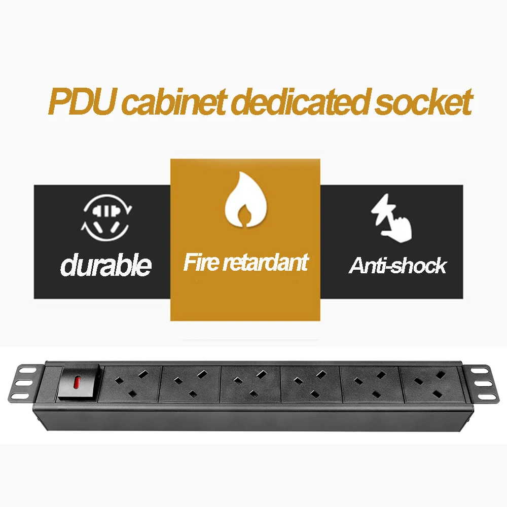 PDU Мощность полосы 1U/1.5U 7/6/5 AC UK розетки с переключатель защита от перегрузки