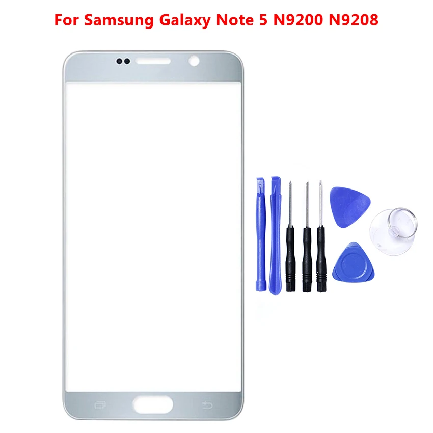Замена сенсорной панели для samsung Galaxy Note 5 Note5 N920F N920 сенсорный экран внешняя передняя стеклянная линза - Цвет: white