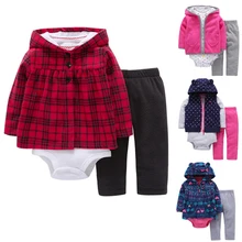 Комплект мягкой одежды для маленьких девочек, комплект из 3 предметов, боди с капюшоном и длинными рукавами, штаны уличные комплекты одежды для девочек, Bebe