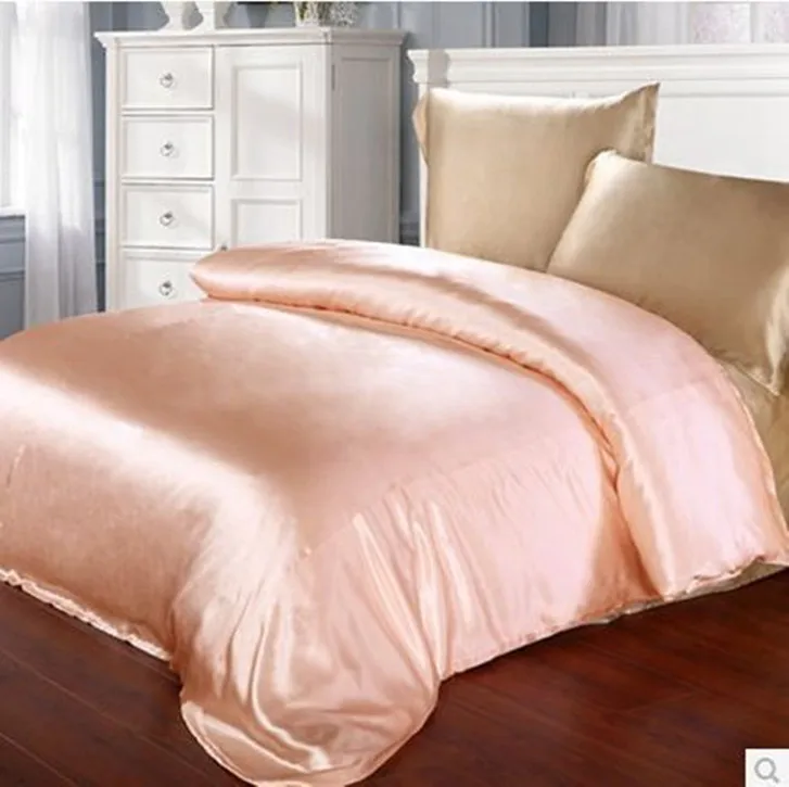 beige champagne pink color 100 mulberry silk bedding set 19 mm seam mulberry silk sheet set