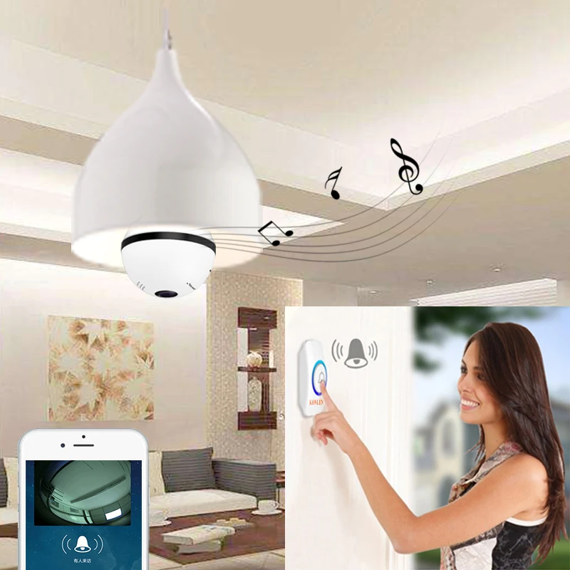 Wifi подсветка дверного звонка лампочка ip видеокамера CCTV 360 градусов панорамная