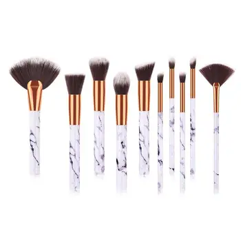 

10pcs Marble Fan Make Up Brush Set Foundation Loose Powder Makeup Cosmetics Brush Makeup Tool Soft Synthetic Hair