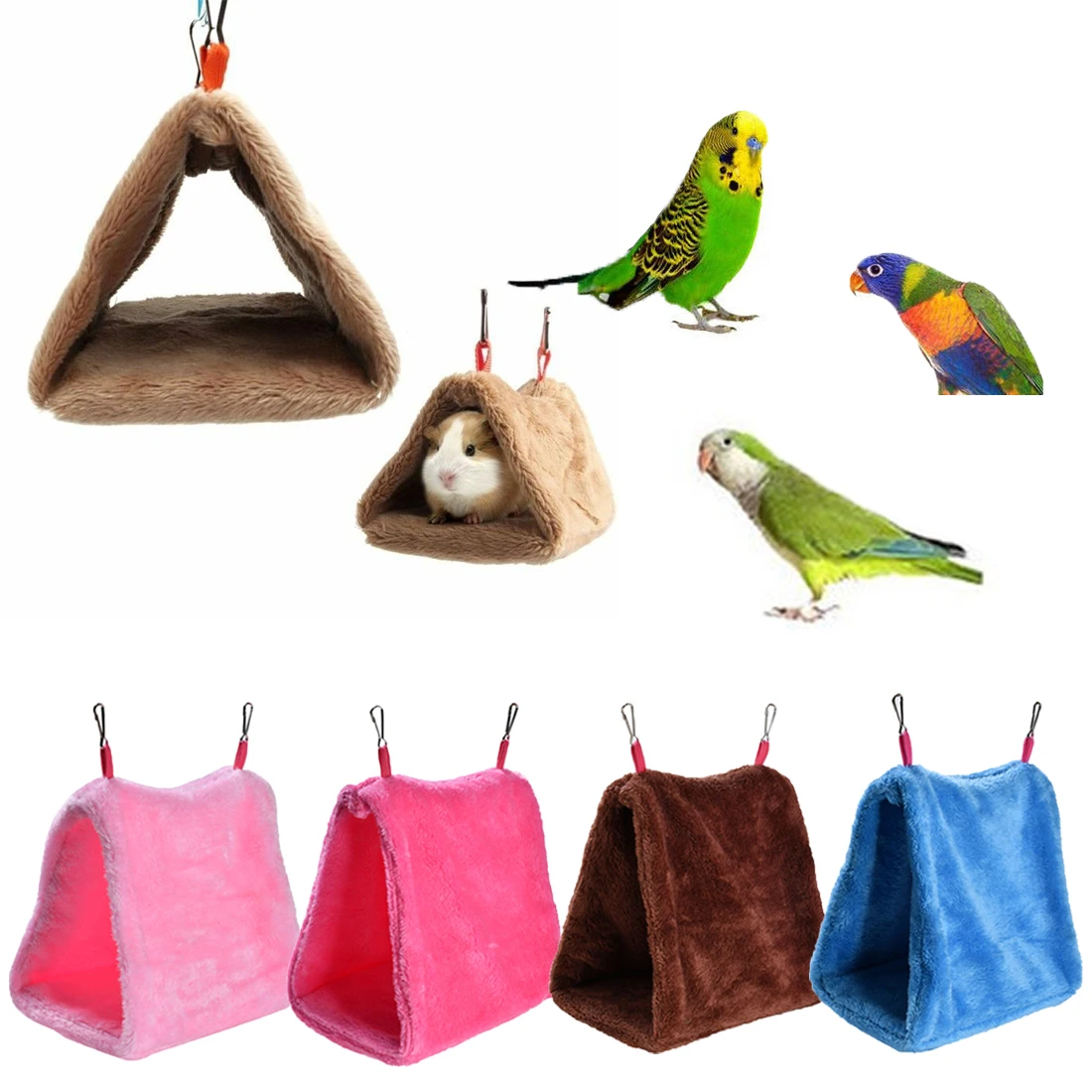 

Pet Bird Parrot Parakeet Budgie Warm Hammock Cage Hut Tent Bed Hanging Cave Pet Product Small Animal Cave Plush Cages 2019 New
