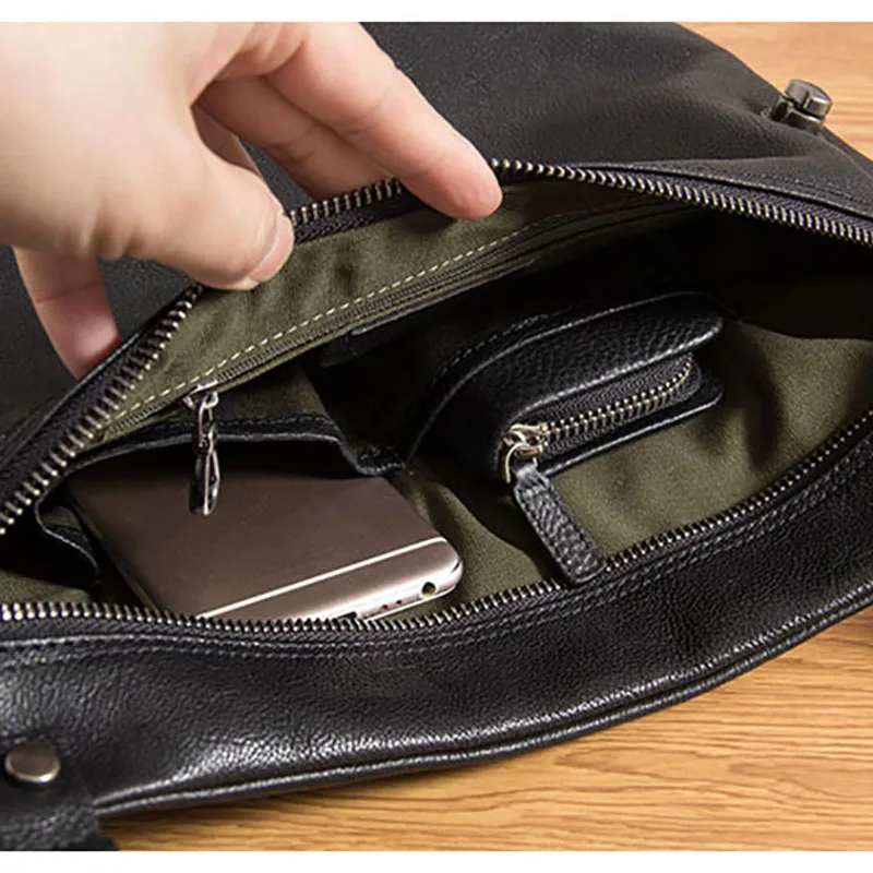 AETOO Leather men's bag, men's shoulder messenger bag, cross section casual soft cowhide anti-theft bag