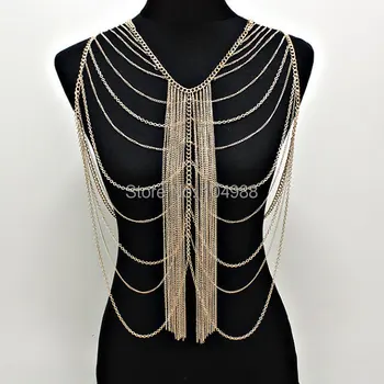 

FREE SHIPPING STYLE B-82 NEW WOMEN GOLD/SILVER METAL FULL BODY CLOTHING CHAIN JEWELRY GOLD OR SILVER