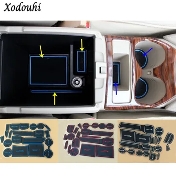 

For Nissan X-trail xtrail T32/Rogue 2014 2015 2016 Car Groove Gate Slot Armrest Storage Rubber non-slip mat mats door pad cup