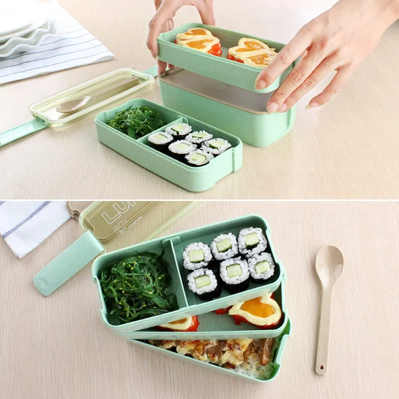 3 Layers Microwave Lunch Boxs Plastic Kids Adult Fruit Food Storage Container Bento Boxs Lunchbox Japanese Style Dinnerware Set