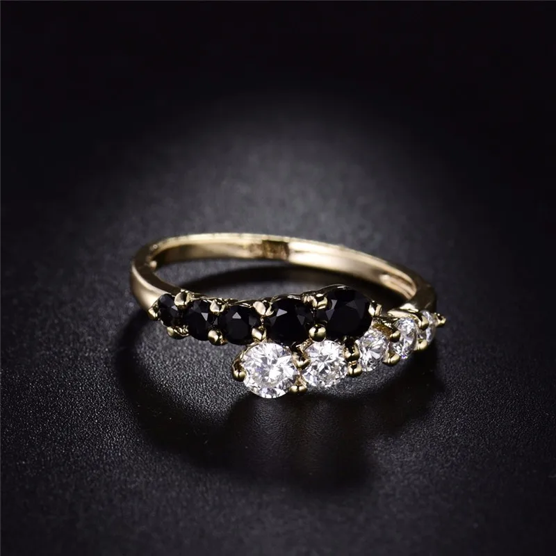 BUDONG, новая мода, кольцо миди на палец для женщин, кольца золотого цвета, белые и черные обручальные кольца, CZ Циркон, ювелирные изделия