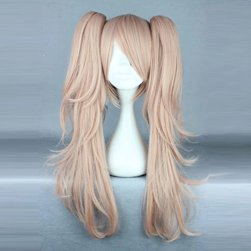 

Anime For Enoshima Junko Lolita Wavy Ash Pink Lady Synthetic Hair Cosplay Heat Resistant Wig+Long Ponytails H75502B