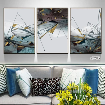

Canvas Wall Painting Logical Linear Points Home Decor Bright Background Mixed Hazy Impression Graphics Clear HD