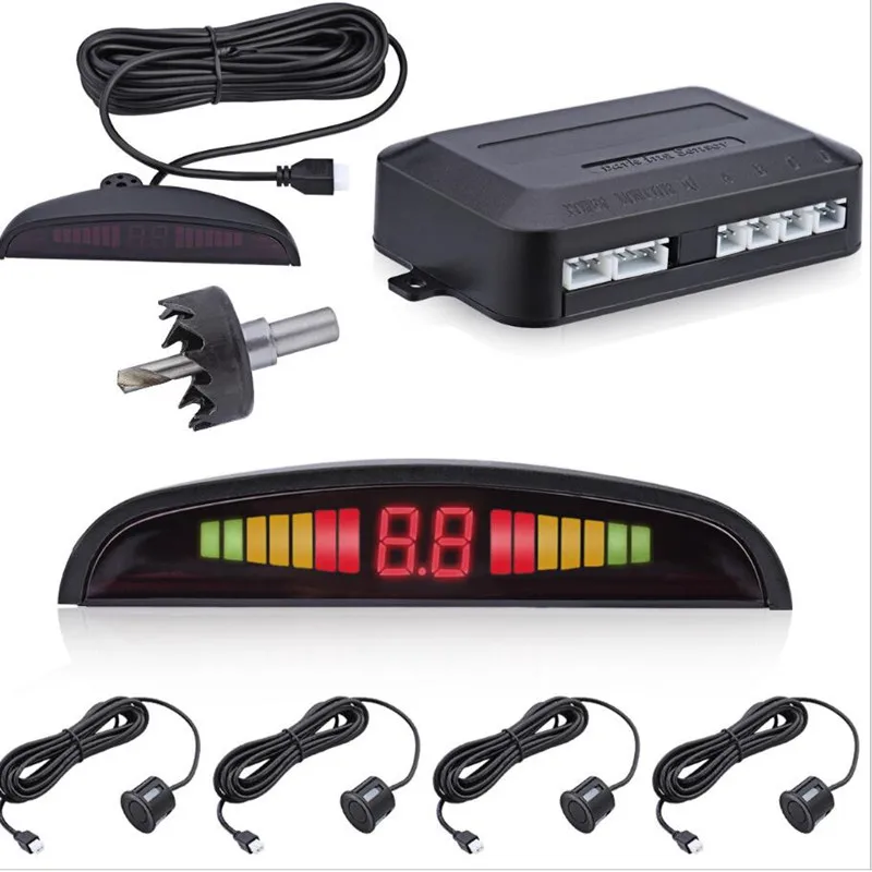 

Car Auto Led Parking Sensor Parktronic Display 4 Sensors Reverse Backup Assistance Radar Detector Light Heart Monitor System