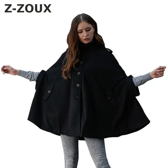 Best Product Z-ZOUX Women Winter Coat Batwing Sleeve Single Breasted Female Overcoat All Match Black Cloak Loose Long Shawl Plus Size Top XXL
