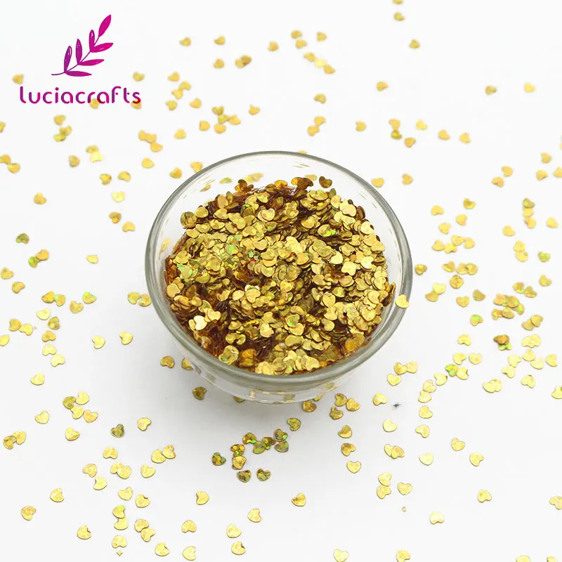 

Lucia crafts 20g/bag Heart Glitter Flake Rainbow Cup Sequin DIY Nail/Garment/Wedding/Party Handcraft Accessories D0105