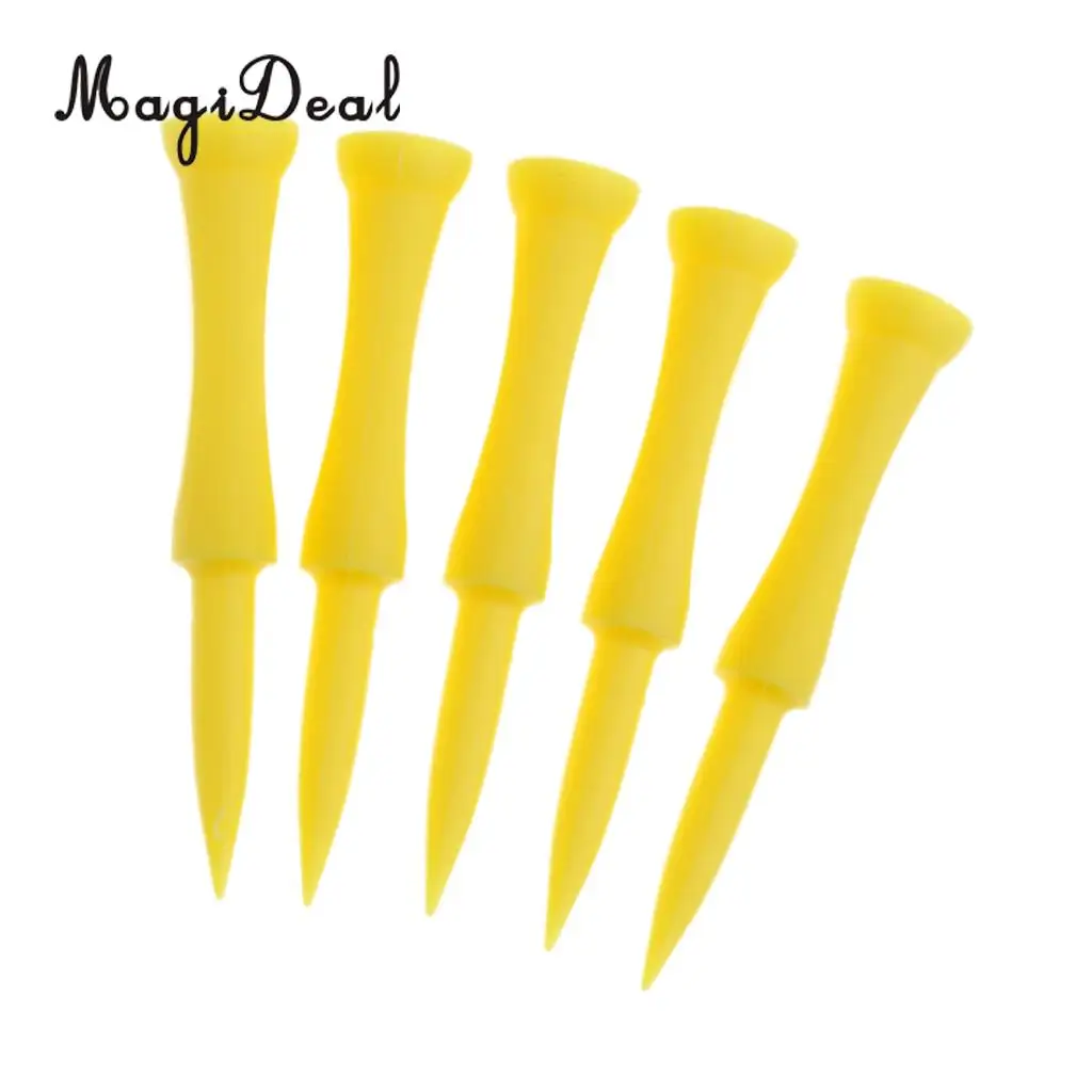 MagiDeal 5 Pieces Plastic Castle Golf Tee 70mm Yellow - Golfer Training Tool Equipment for Golf Pratice Accessories