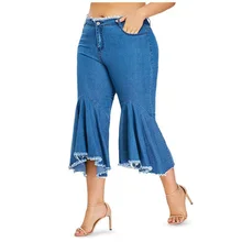 Большие размеры джинсы Летние Новые укороченные брюки джинсовые женские модные шлифовальные джинсы с бахромой модные Дикие повседневные укороченные брюки