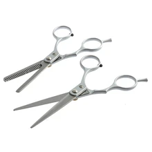 1set Regular Hairdressing Hair tijeras peluquero salon Cutting Thinning Silver Shears Stainless steel Scissors Set Tool