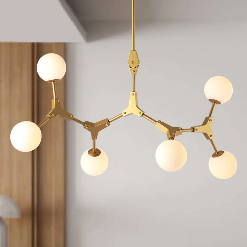 Galhos de Ferro Feijão Mágico Pingente Luzes Dourado Lâmpadas Sala Estar Arte Americana Restaurante Bar Quarto Pendurar Iluminação 2 Luzes de pendentes