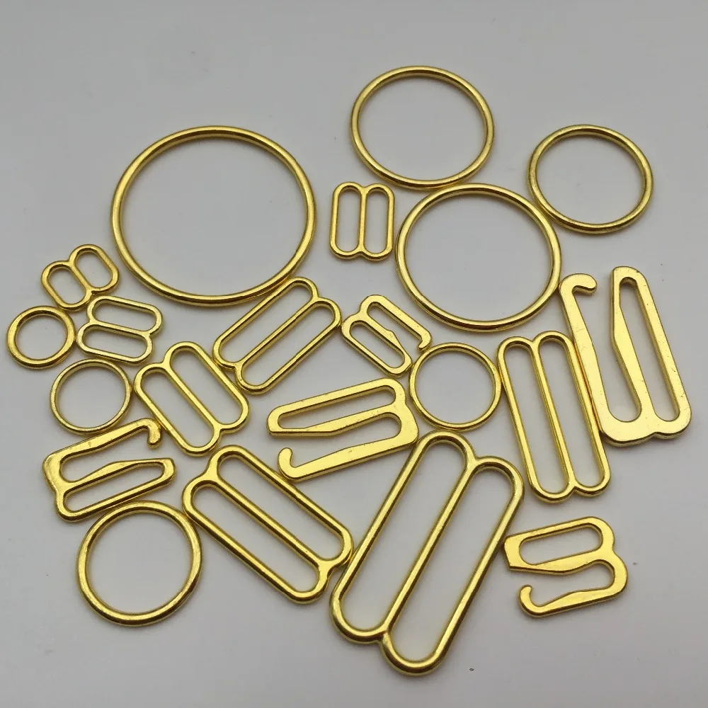 

200pcs/pack DIY Accessories Gold Alloy Bra Strap Adjustment Buckles Underwear Sliders Rings Clips For Bra Lingerie