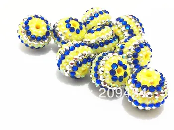 

20mm 100pcs/lot Striped Resin Rhinestone Ball Beads,Chunky Beads For Kids Jewelry Making