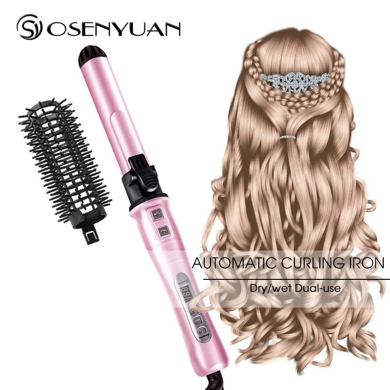 

2019 Hair Curler IronHair Roller Portable Hair Curler Brush 2 in 1 USB Wirele Electrical Curling Irons With Blanking Cover
