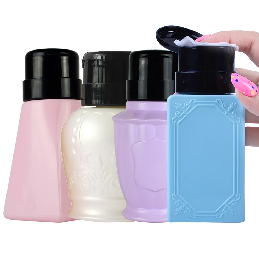

1pc Nail Art Refillable Container Tools Pump Fluid Alcohol Bottles Nail Cleaner Equipment DIY Stickers UV Manicure 200ml BE178