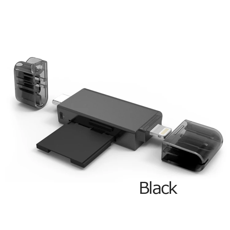 Type-c Lighting blac UTHAI C06 кардридер USB 3,0 SD/Micro SD TF OTG Смарт-карта памяти адаптер для ноутбука USB 3,0 type C/Lightning кардридер - Цвет: Type-c Lighting blac