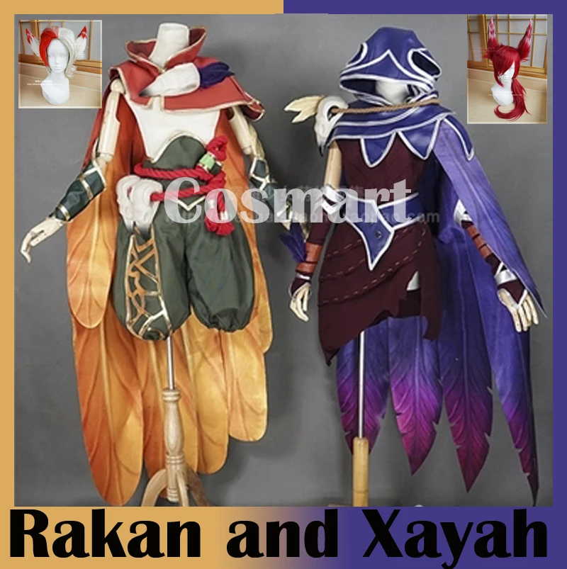 [На заказ] + парик Игра LOL Новый CP Heros xaya и Rakan птица мужская униформа Новинка 2018