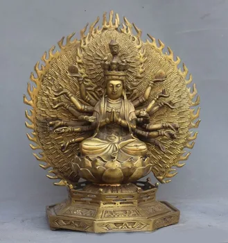 

christmas Tibet Buddhism Joss Pure Brass 1000 Arms Avalokiteshvara Kwan-yin GuanYin Statue halloween
