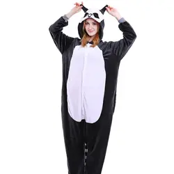 Пижама с животными Lemur Onesie Для женщин зимние теплые милые Для женщин пижамы Домашняя одежда взрослых Onesie Лемур Косплэй сна домашняя одежда