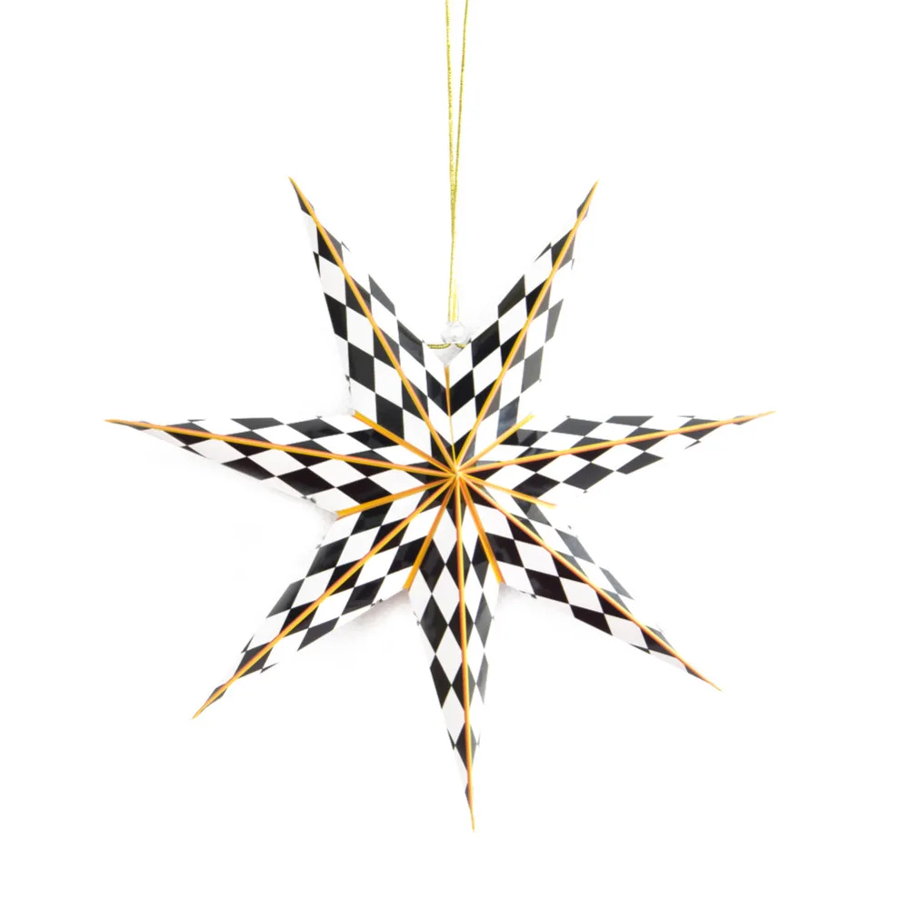 1 шт. 40 см черно-белый геометрический Бумажный Фонарь звезда 3D семь углов Звездный Фонарь Свадьба Рождество декор комнаты DIY ремесла