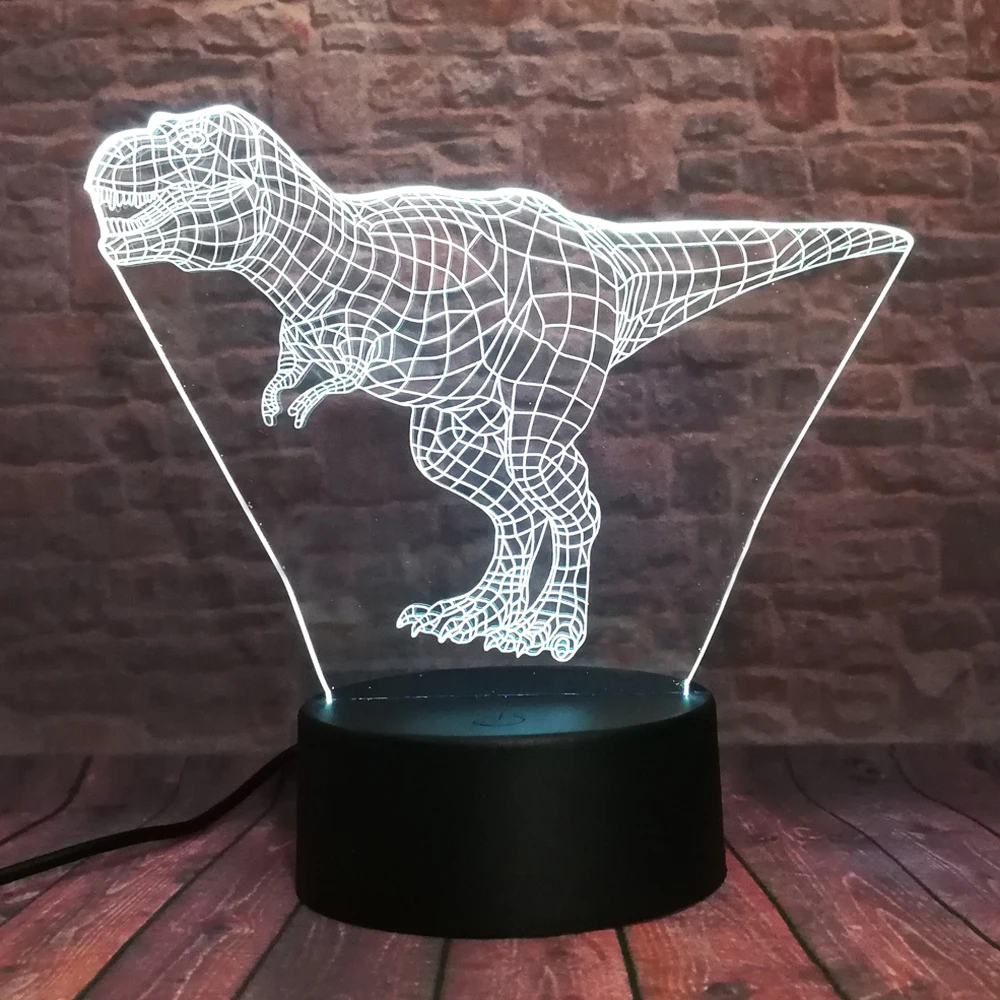 Властный 3D Тираннозавр Рекс Динозавр Дракон Парк Юрского периода 7 цветов Изменение ночной Светильник для мальчиков украшения в спальню подарки на день рождения