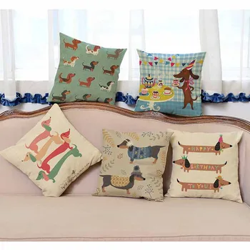 

Birthday Gift DASHCHUND Office Chair Throw Pillows European Style Living Room Chair Sofa Cushions 18x18 inches Sauage Dogs
