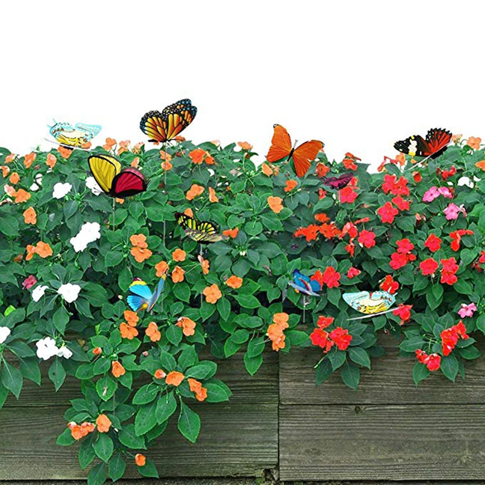25 шт палочки с бабочкой колья 7 см бабочки на палочке для двора цветочный горшок садовые украшения(случайный цвет