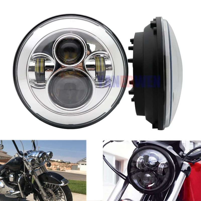 Мотоцикл фара 7 дюймов мотоцикл Проектор Hi/Lo LED лампочка фары мотоцикл светодиодный свет Высокий Низкий Луч