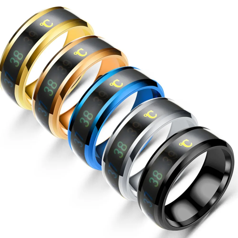 Multifunctionl водонепроницаемый температурный чувствительный умный кольцо изменение цвета температуры кольцо размер 7-10