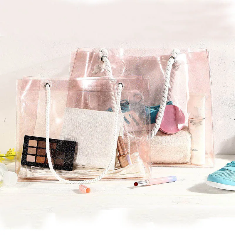 ETya ПВХ прозрачная косметичка для путешествий, водонепроницаемые косметички, сумка-тоут, пляжная сумка, сумка для хранения, большая емкость, качественная сумочка