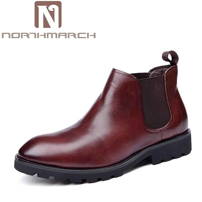 

NORTHMARCH Boots Men Casual Round Toe Autumn Mens Chelsea Boots Slip On Men Ankle Boots Low Heel Black Non-slip Men's Shoes