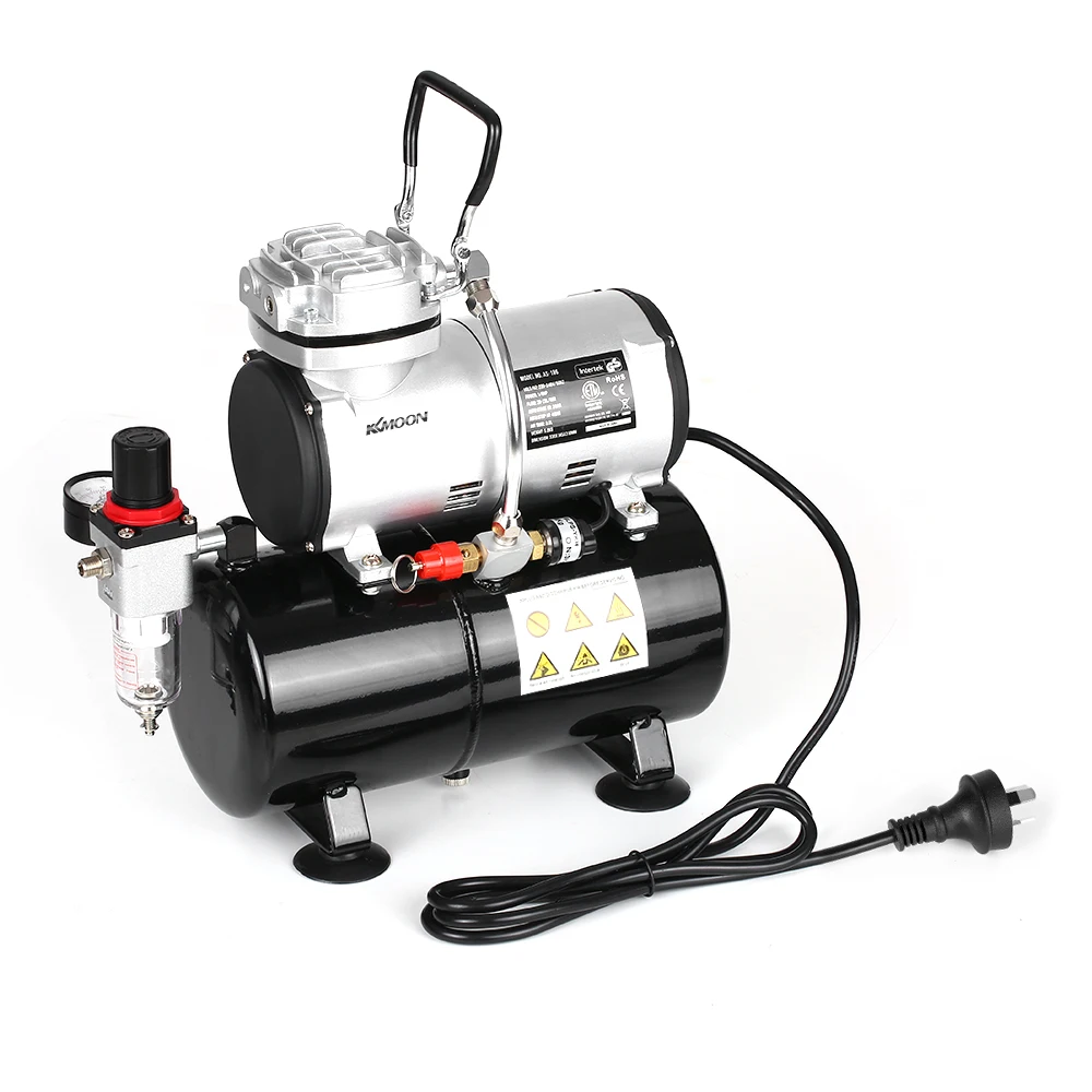 

KKmoon Spraying Air Compressor with Tank 1/6 HP Piston Airbrush Compressor Oil-less Quiet High-pressure Pump Tattoo Manicure